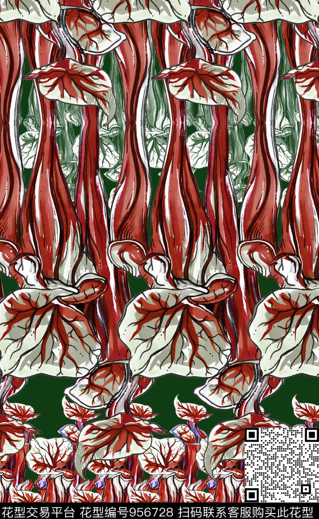 民族风抽象花卉数码印花华亿平台下载（图片编号: 956728） - 瓦栏（Walan）