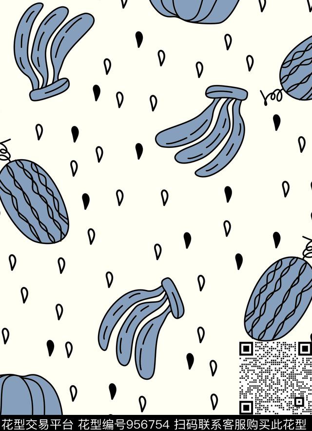 水果趣味简约数码印花华亿平台下载（图片编号: 956754） - 瓦栏（Walan）