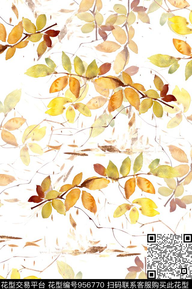 植物可爱绘画数码印花华亿平台下载（图片编号: 956770） - 瓦栏（Walan）