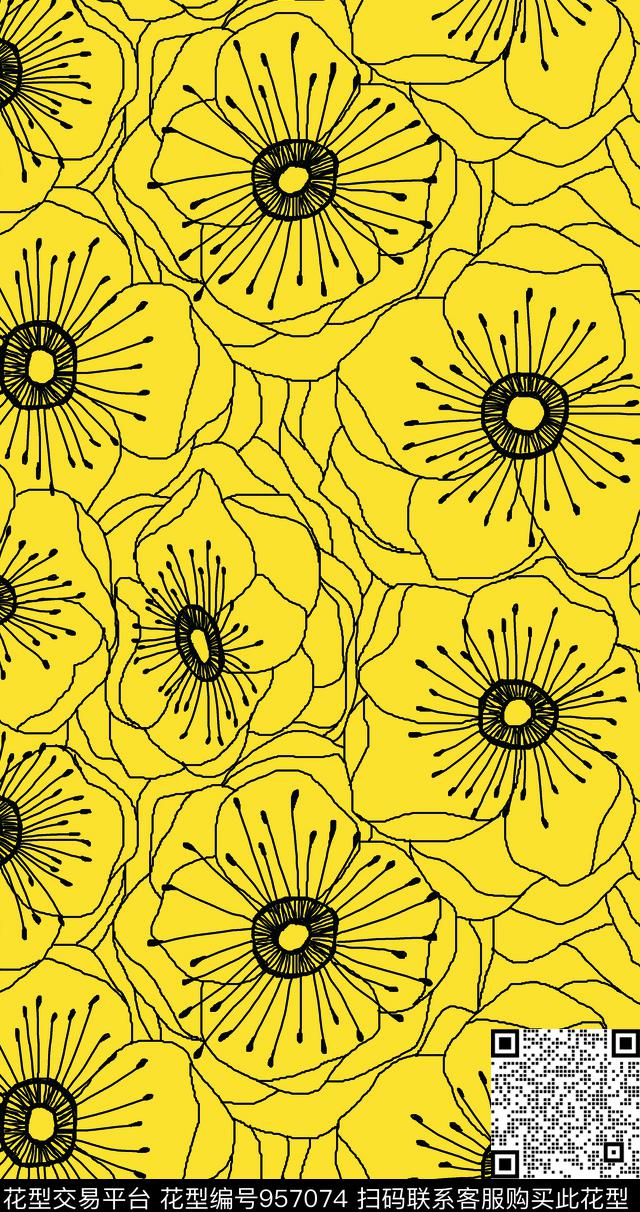 水彩花卉数码华亿平台手绘花卉数码印花华亿平台下载（图片编号: 957074） - 瓦栏（Walan）