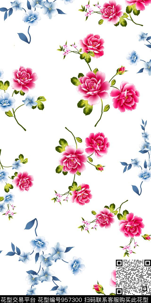 小碎花艺术花卉数码印花华亿平台下载（图片编号: 957300） - 瓦栏（Walan）