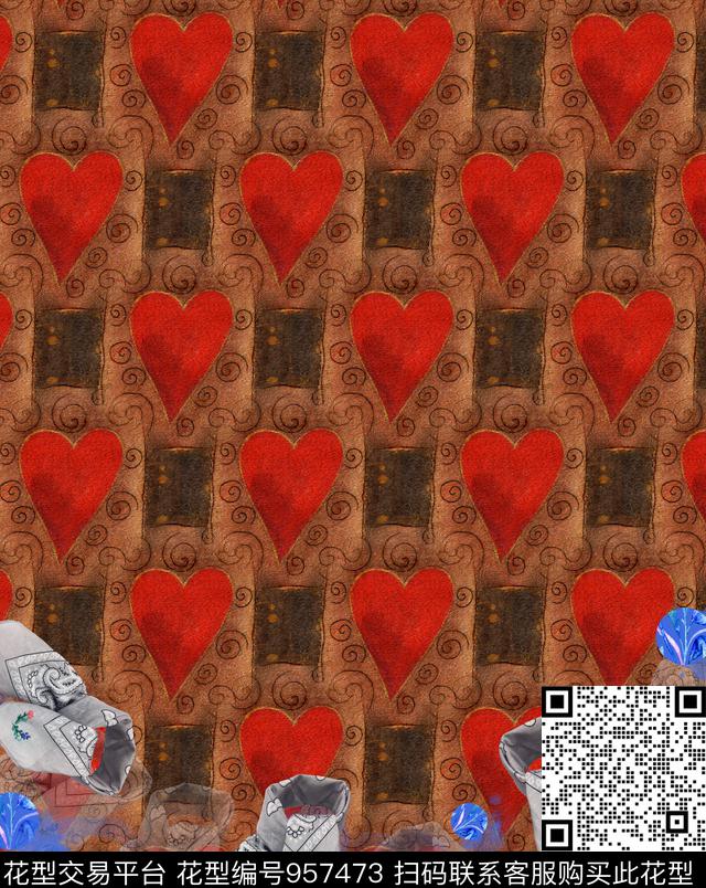 秋冬华亿平台爱心创意数码印花华亿平台下载（图片编号: 957473） - 瓦栏（Walan）