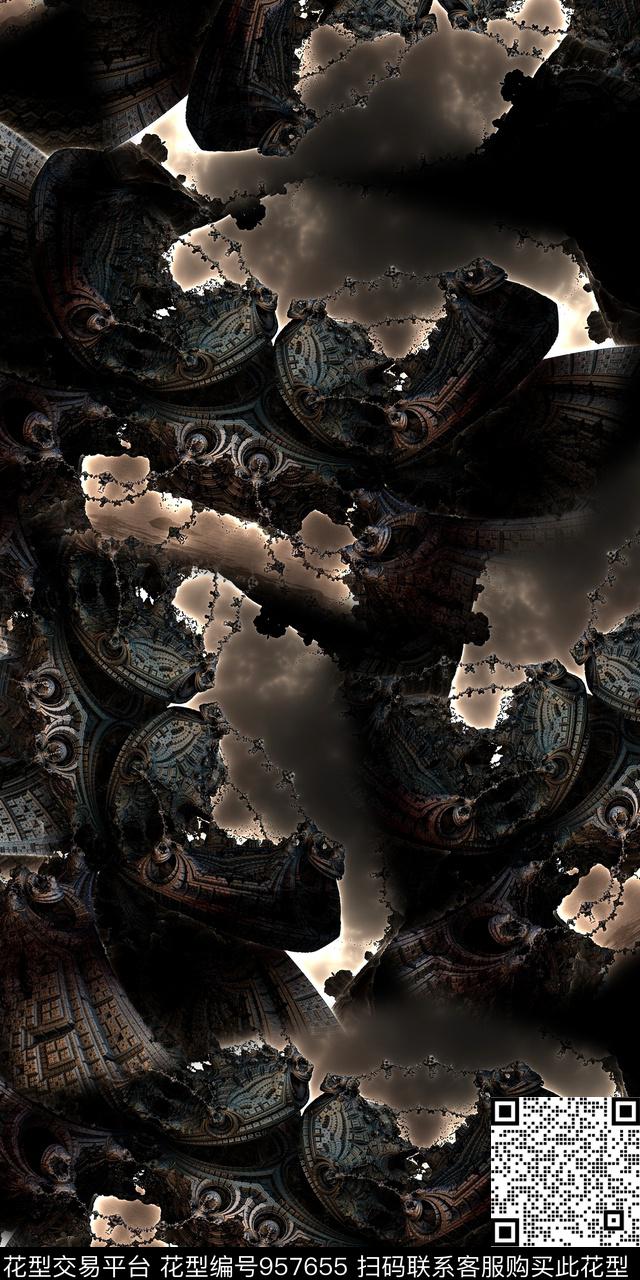 男装抽象3D立体数码印花华亿平台下载（图片编号: 957655） - 瓦栏（Walan）