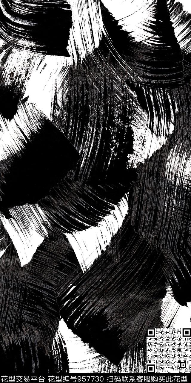 抽象男装笔触3D立体数码印花华亿平台下载（图片编号: 957730） - 瓦栏（Walan）