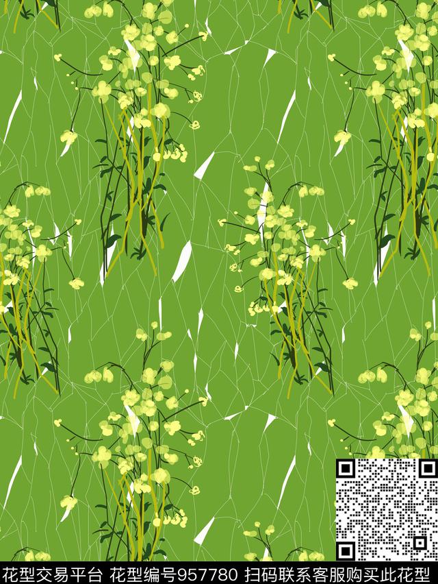 玻璃手绘花卉植物数码印花华亿平台下载（图片编号: 957780） - 瓦栏（Walan）