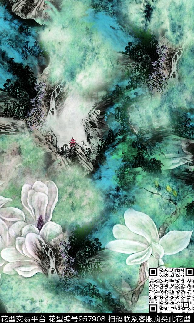 数码华亿平台国画1/2接数码印花华亿平台下载（图片编号: 957908） - 瓦栏（Walan）