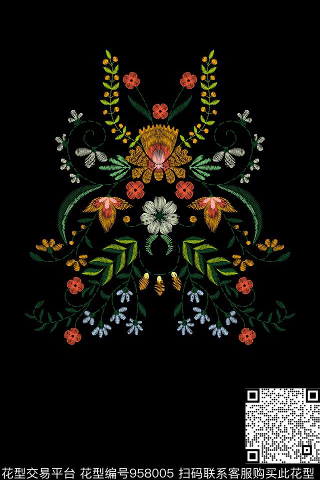 小碎花数码华亿平台绣花华亿平台传统印花华亿平台下载（图片编号: 958005） - 瓦栏（Walan）