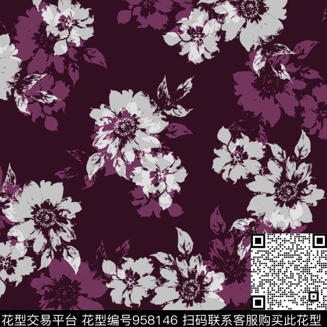 小碎花花卉大牌风传统印花华亿平台下载（图片编号: 958146） - 瓦栏（Walan）