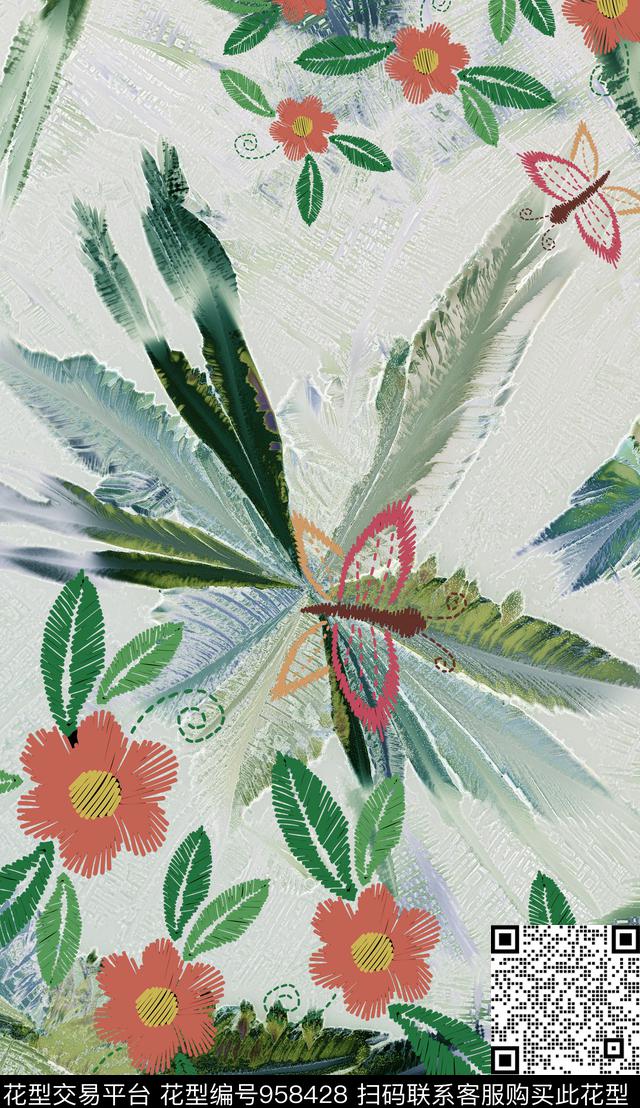 数码华亿平台抽象定位花数码印花华亿平台下载（图片编号: 958428） - 瓦栏（Walan）