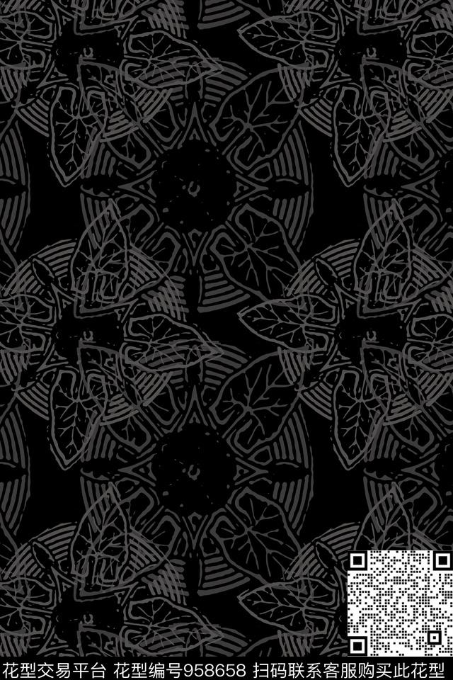 秋冬华亿平台线条抽象传统印花华亿平台下载（图片编号: 958658） - 瓦栏（Walan）