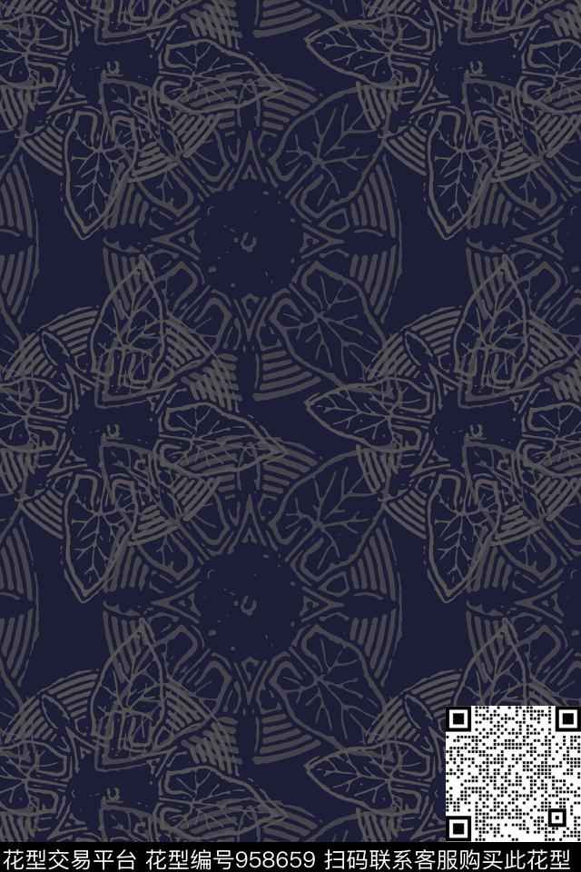 秋冬华亿平台线条抽象传统印花华亿平台下载（图片编号: 958659） - 瓦栏（Walan）