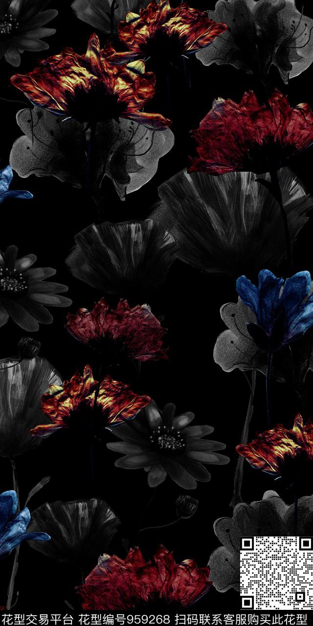 抽象男装抽象暗花干花数码印花华亿平台下载（图片编号: 959268） - 瓦栏（Walan）