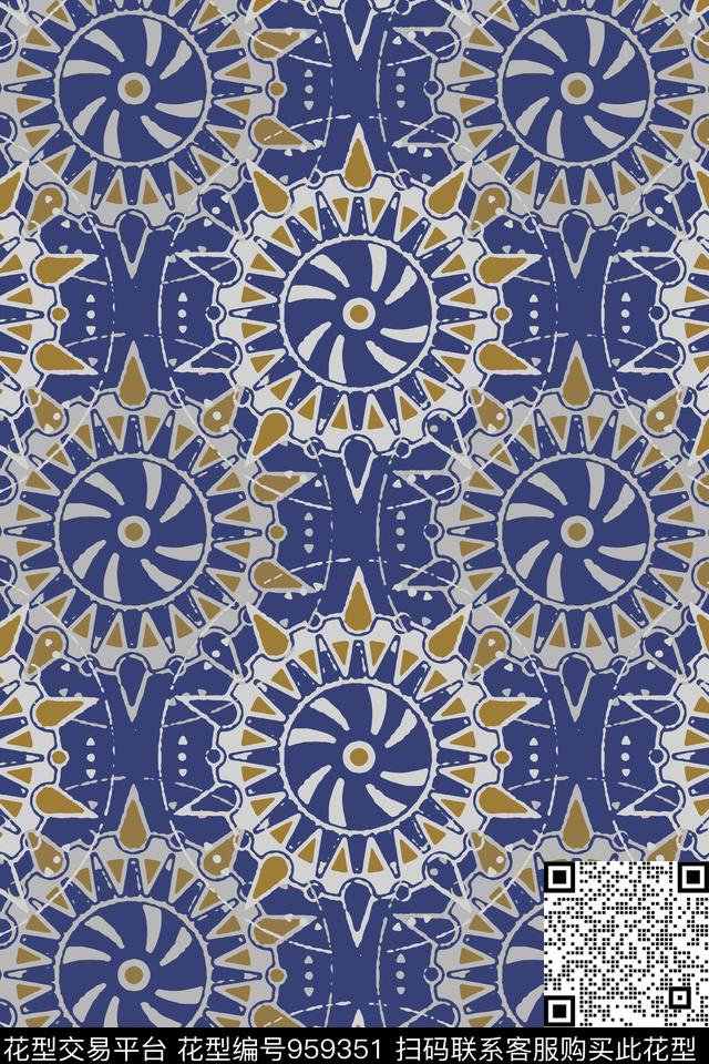 秋冬华亿平台风格化花卉男装休闲花卉传统印花华亿平台下载（图片编号: 959351） - 瓦栏（Walan）
