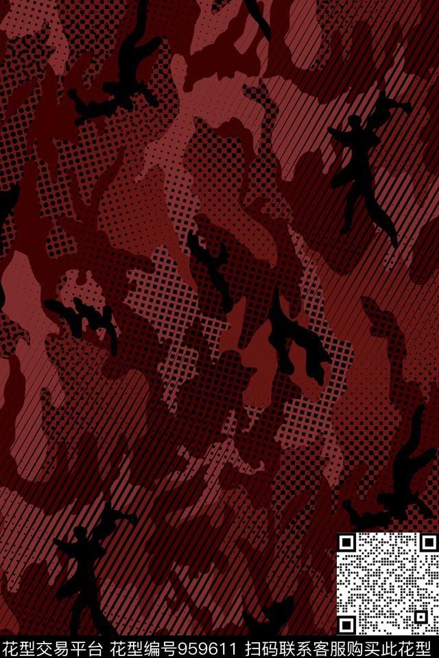 迷彩几何格子Fei-男装数码印花华亿平台下载（图片编号: 959611） - 瓦栏（Walan）