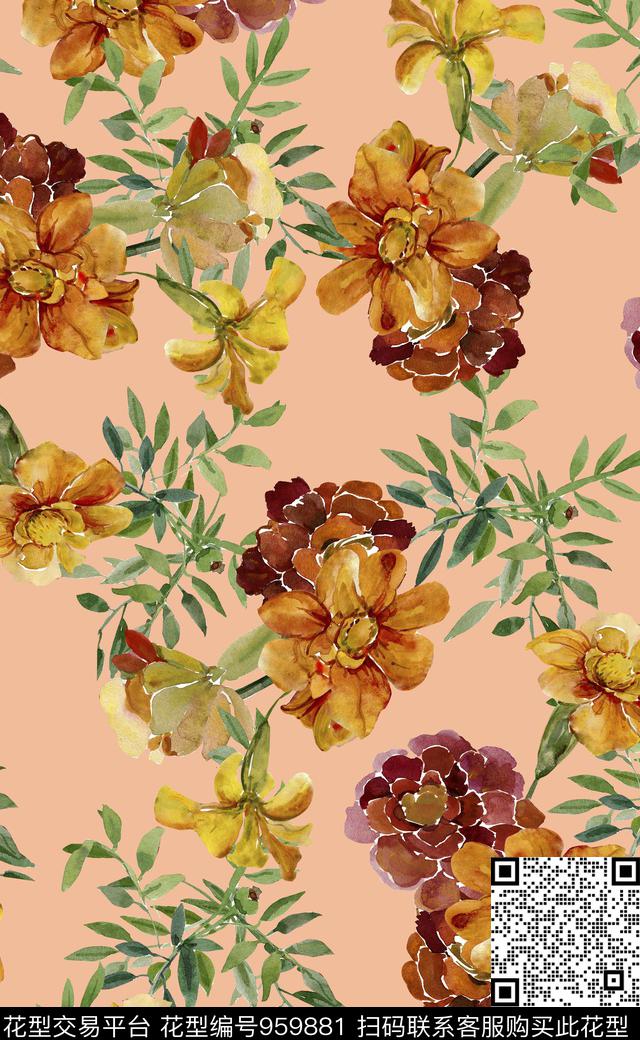 素雅植物数码华亿平台数码印花华亿平台下载（图片编号: 959881） - 瓦栏（Walan）