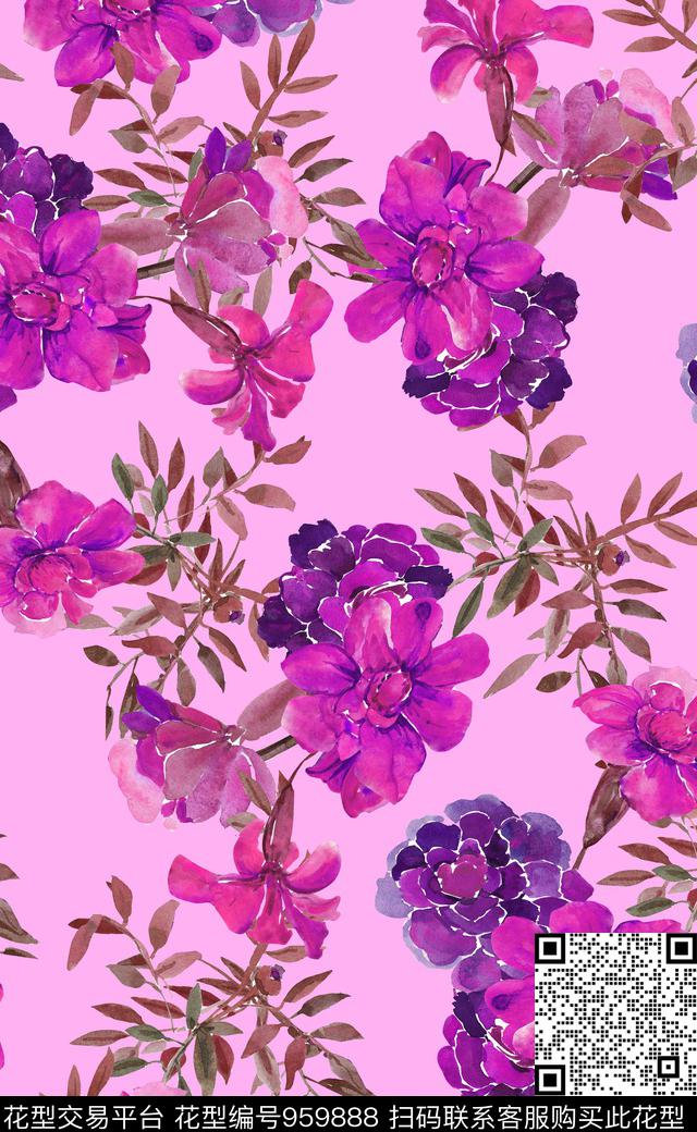 素雅植物数码华亿平台数码印花华亿平台下载（图片编号: 959888） - 瓦栏（Walan）