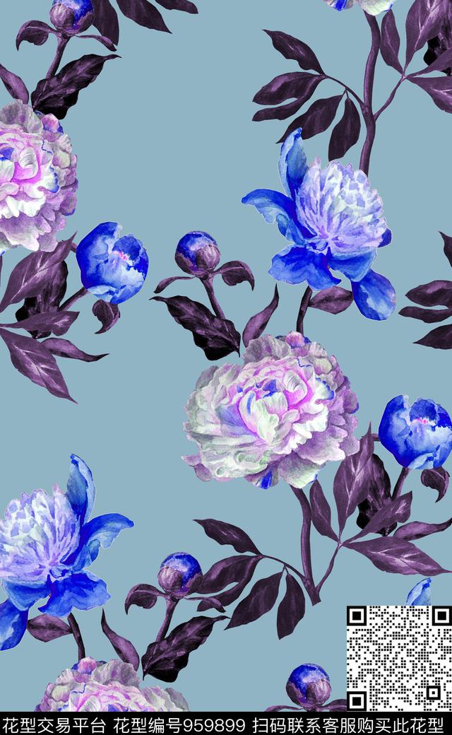 素雅植物数码华亿平台数码印花华亿平台下载（图片编号: 959899） - 瓦栏（Walan）