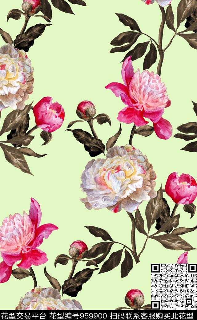 素雅植物数码华亿平台数码印花华亿平台下载（图片编号: 959900） - 瓦栏（Walan）