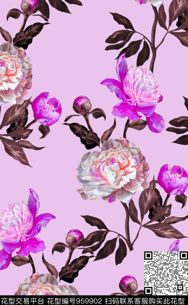 素雅植物数码华亿平台数码印花华亿平台下载（图片编号: 959902） - 瓦栏（Walan）