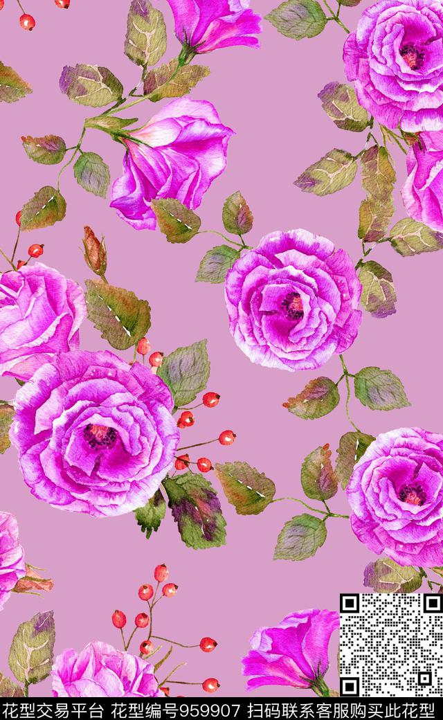 素雅植物数码华亿平台数码印花华亿平台下载（图片编号: 959907） - 瓦栏（Walan）