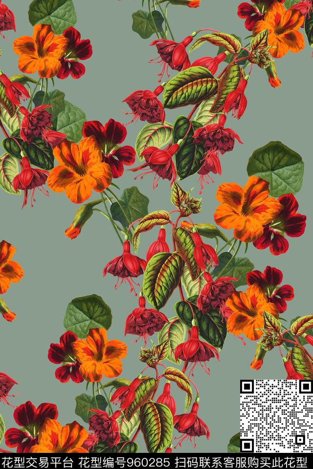 数码华亿平台花卉文艺数码印花华亿平台下载（图片编号: 960285） - 瓦栏（Walan）