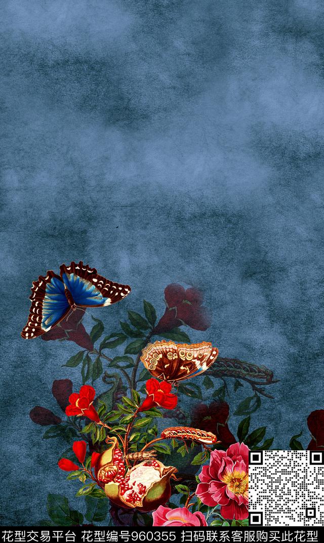 民族风手绘花卉定位花数码印花华亿平台下载（图片编号: 960355） - 瓦栏（Walan）