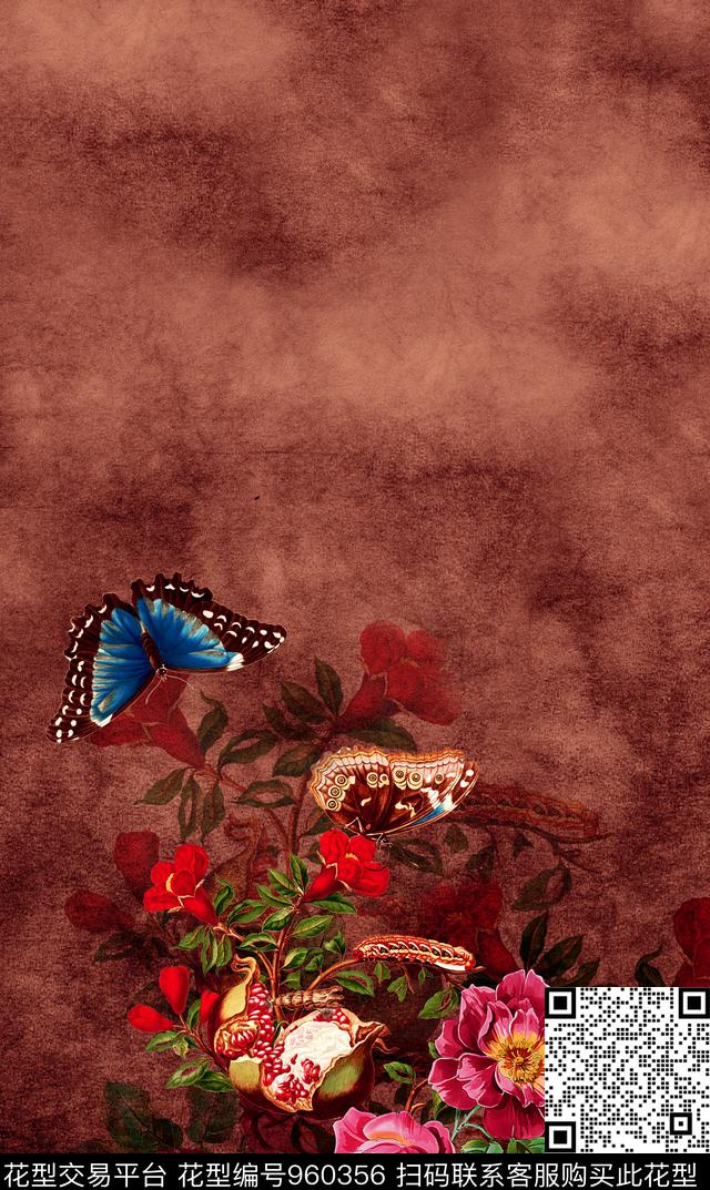 民族风手绘花卉定位花数码印花华亿平台下载（图片编号: 960356） - 瓦栏（Walan）