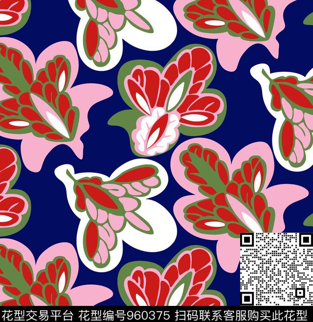 绿植树叶简约抽象花卉数码印花华亿平台下载（图片编号: 960375） - 瓦栏（Walan）