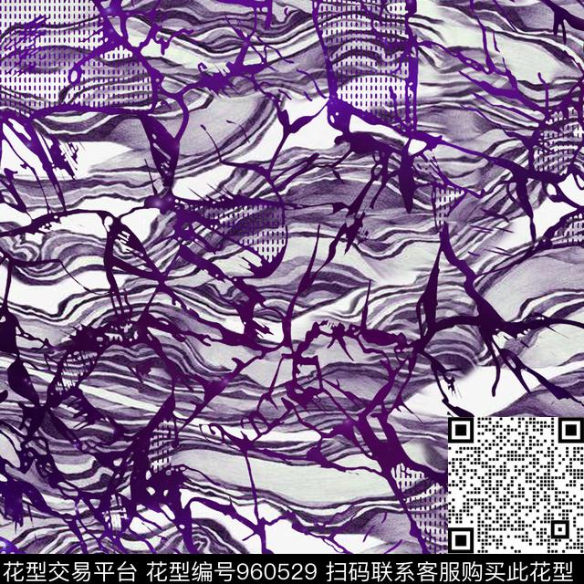 花卉几何大牌风数码印花华亿平台下载（图片编号: 960529） - 瓦栏（Walan）