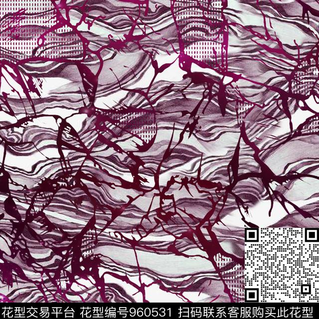 花卉几何大牌风数码印花华亿平台下载（图片编号: 960531） - 瓦栏（Walan）