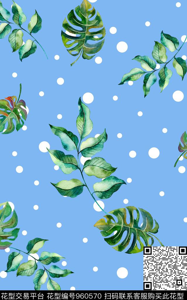 春夏华亿平台几何清爽底花卉数码印花华亿平台下载（图片编号: 960570） - 瓦栏（Walan）