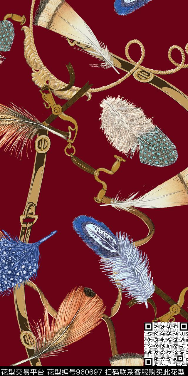 链条羽毛鸟/昆虫传统印花华亿平台下载（图片编号: 960697） - 瓦栏（Walan）
