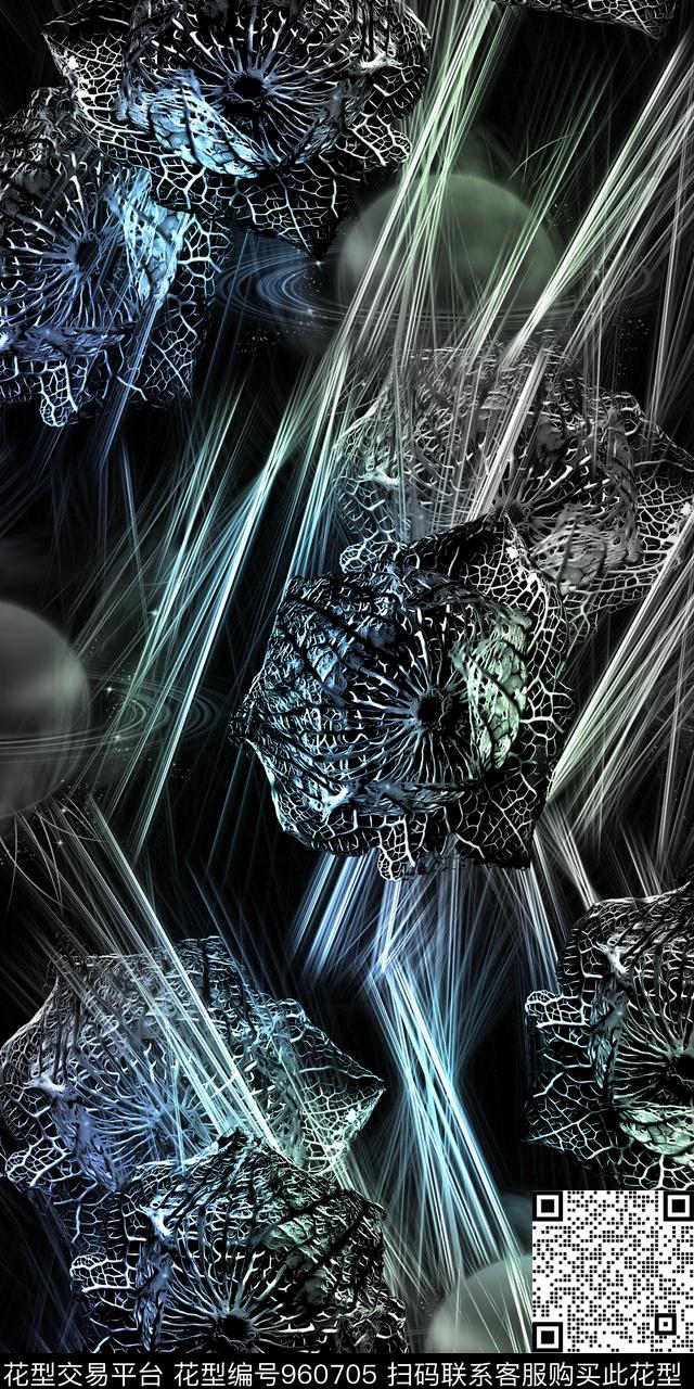 抽象炫彩3D立体数码印花华亿平台下载（图片编号: 960705） - 瓦栏（Walan）