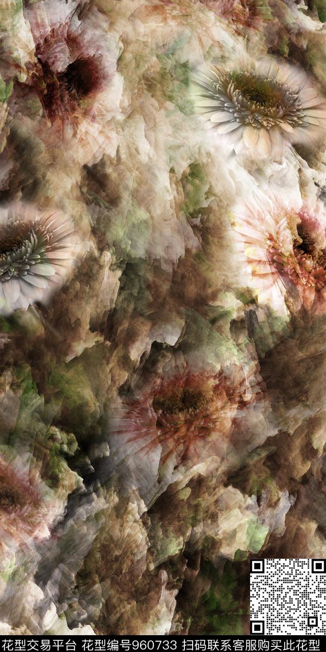 数码华亿平台抽象迷彩数码印花华亿平台下载（图片编号: 960733） - 瓦栏（Walan）