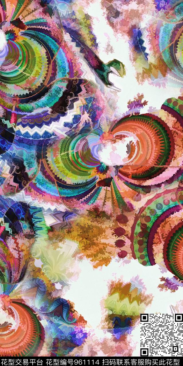 彩底花卉数码华亿平台民族风数码印花华亿平台下载（图片编号: 961114） - 瓦栏（Walan）