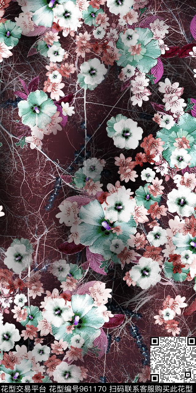 淑女数码华亿平台复古数码印花华亿平台下载（图片编号: 961170） - 瓦栏（Walan）