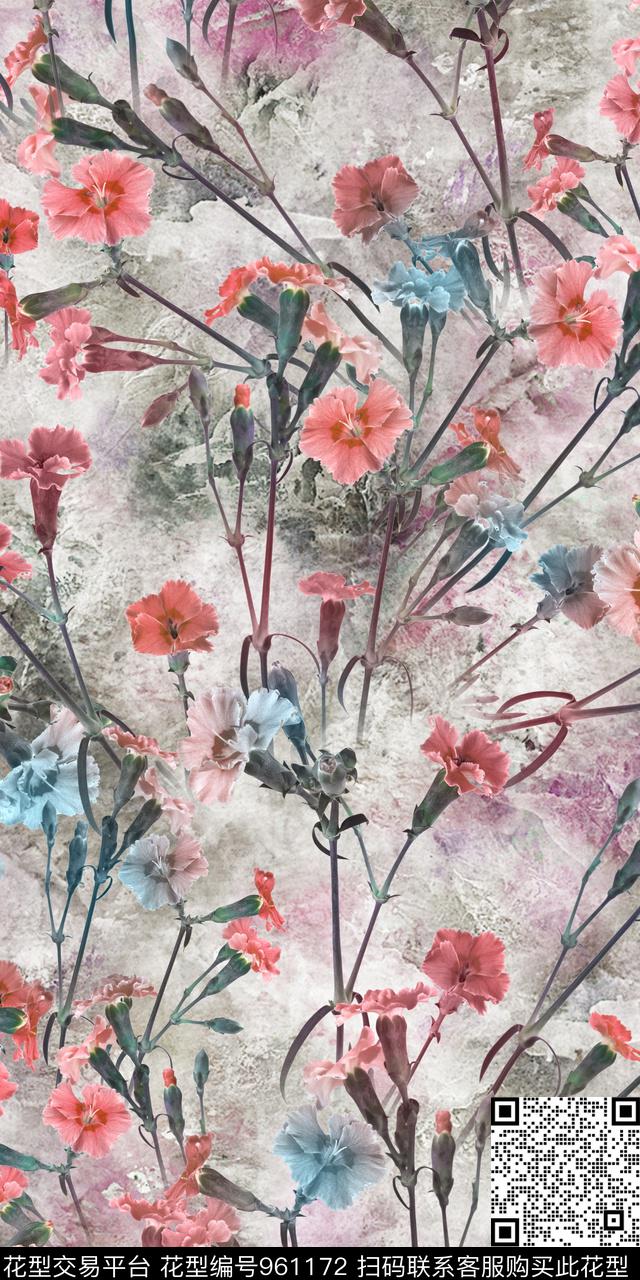 数码华亿平台花卉大牌风数码印花华亿平台下载（图片编号: 961172） - 瓦栏（Walan）