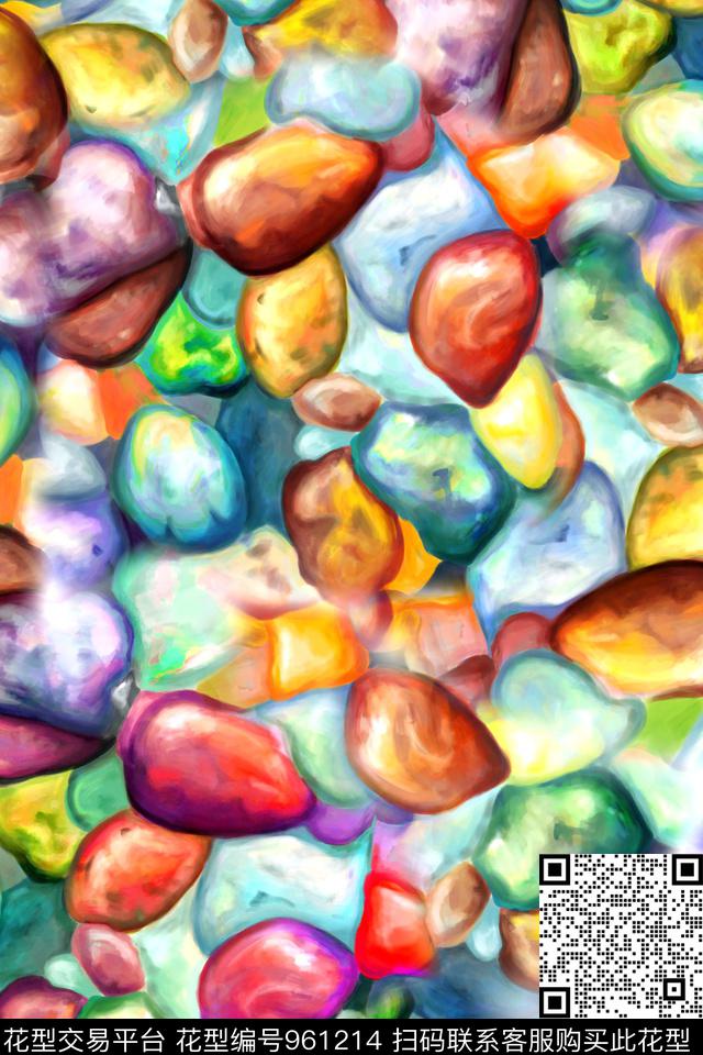 抽象石头珠宝宝石数码印花华亿平台下载（图片编号: 961214） - 瓦栏（Walan）