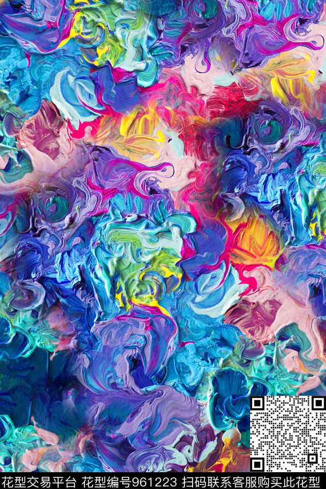 肌理抽象油画华亿平台数码印花华亿平台下载（图片编号: 961223） - 瓦栏（Walan）