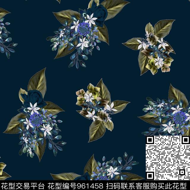 花卉几何大牌风数码印花华亿平台下载（图片编号: 961458） - 瓦栏（Walan）