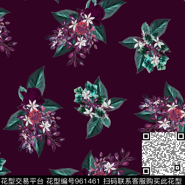 花卉几何大牌风数码印花华亿平台下载（图片编号: 961461） - 瓦栏（Walan）