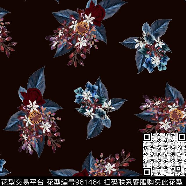 花卉几何大牌风数码印花华亿平台下载（图片编号: 961464） - 瓦栏（Walan）