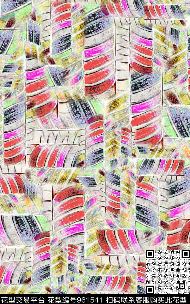 笔触几何炫彩数码印花华亿平台下载（图片编号: 961541） - 瓦栏（Walan）