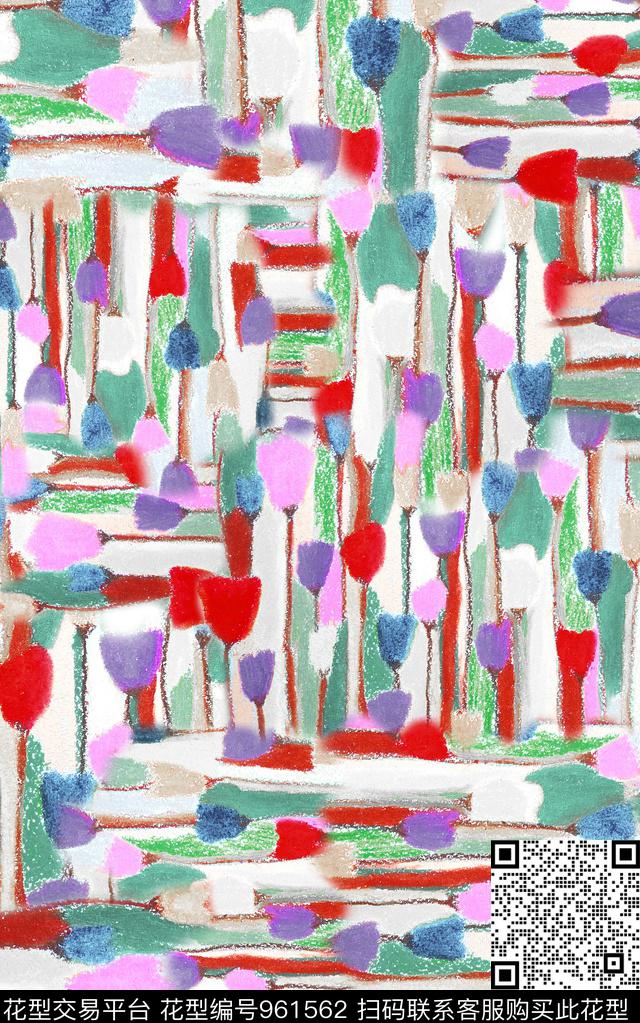 笔触几何炫彩数码印花华亿平台下载（图片编号: 961562） - 瓦栏（Walan）
