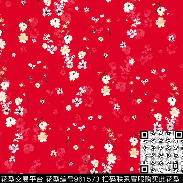 小碎花花卉大牌风数码印花华亿平台下载（图片编号: 961573） - 瓦栏（Walan）