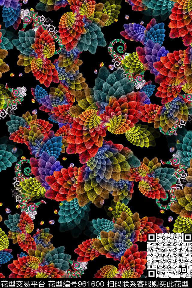 分形炫彩老年华亿平台数码印花华亿平台下载（图片编号: 961600） - 瓦栏（Walan）