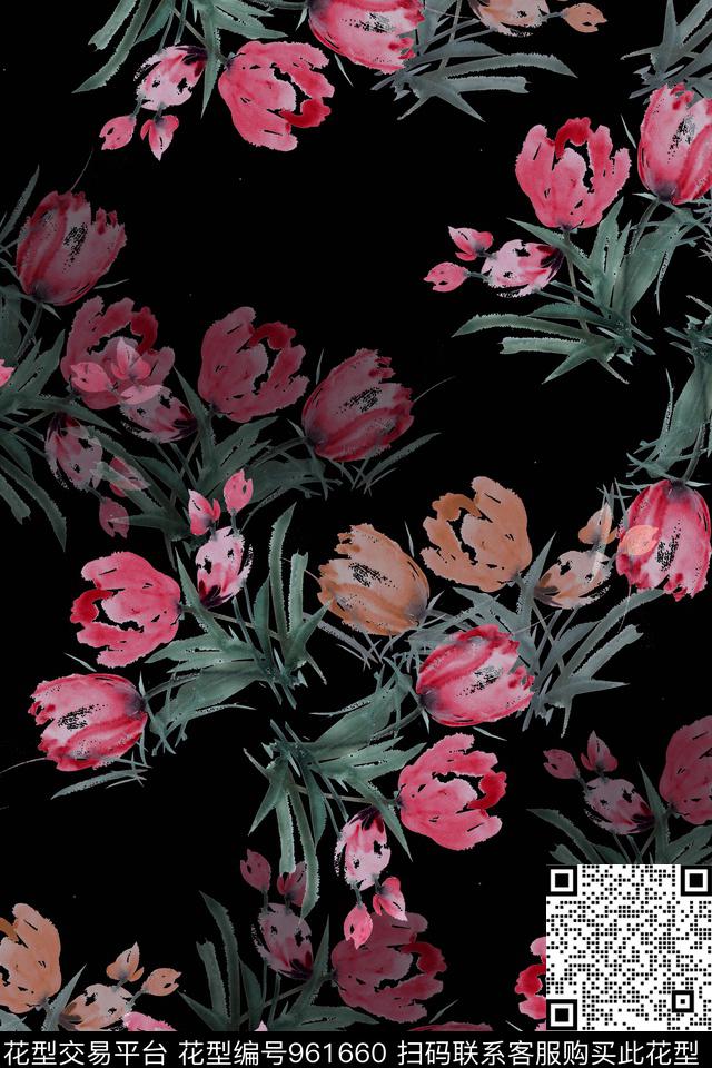 绘画数码华亿平台郁金香数码印花华亿平台下载（图片编号: 961660） - 瓦栏（Walan）