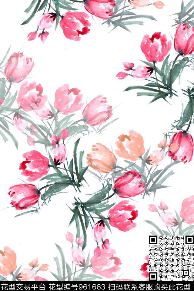 绘画数码华亿平台郁金香数码印花华亿平台下载（图片编号: 961663） - 瓦栏（Walan）