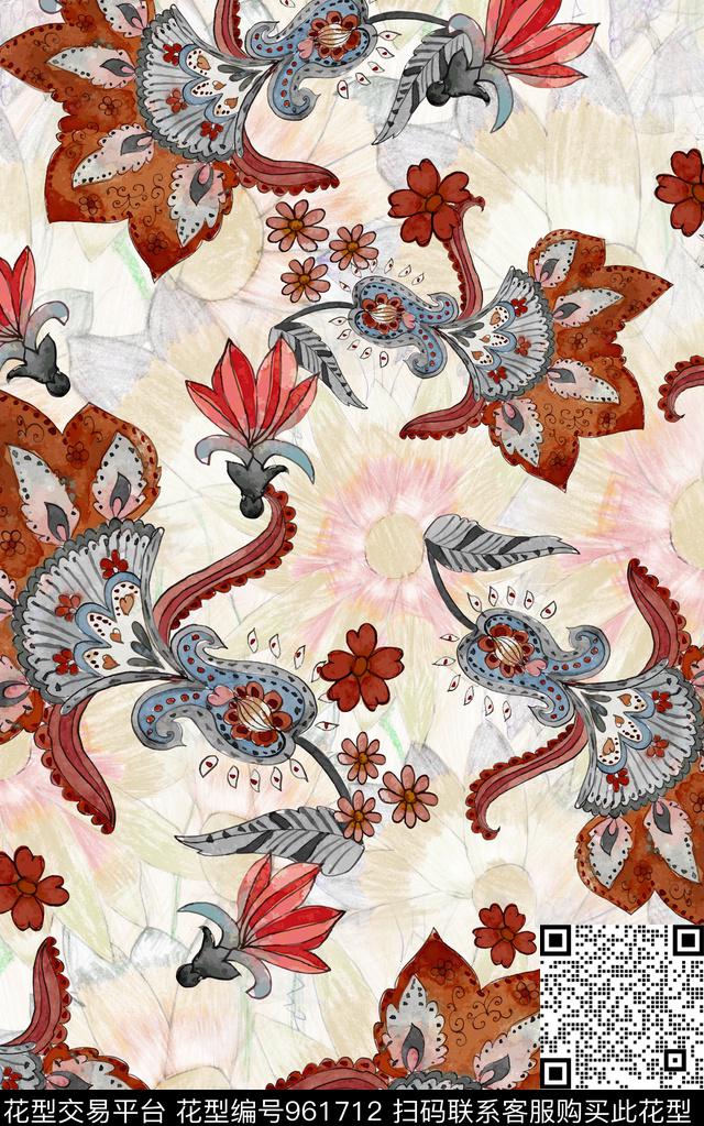 民族风数码华亿平台花卉数码印花华亿平台下载（图片编号: 961712） - 瓦栏（Walan）