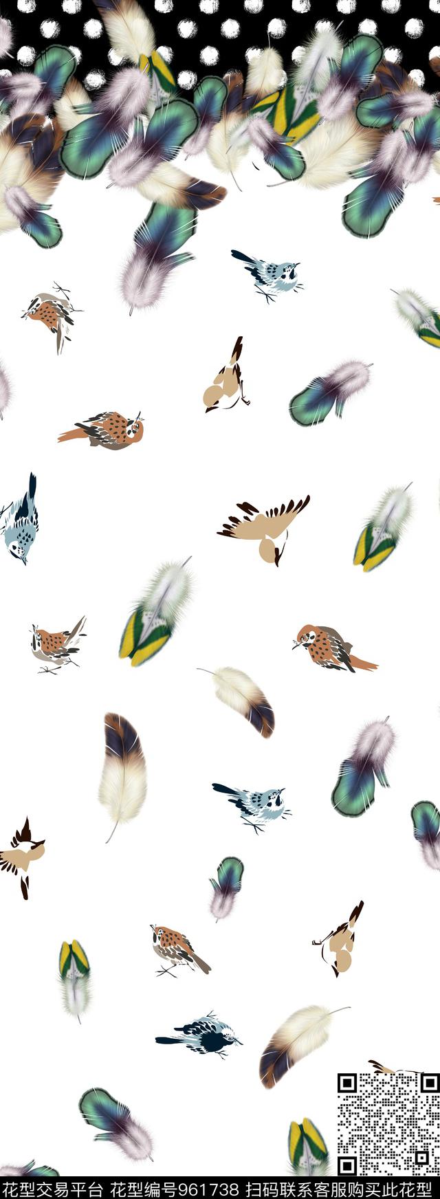 波点数码华亿平台羽毛数码印花华亿平台下载（图片编号: 961738） - 瓦栏（Walan）